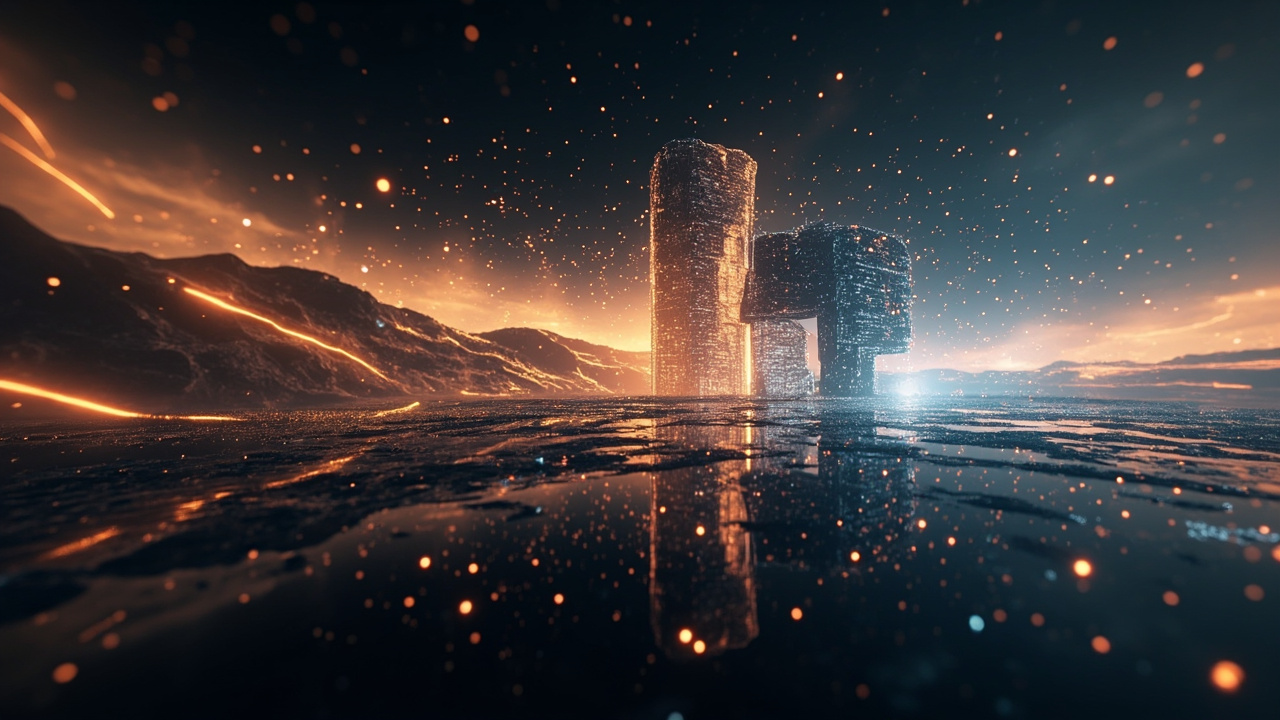Abstract digital coding creation landscape