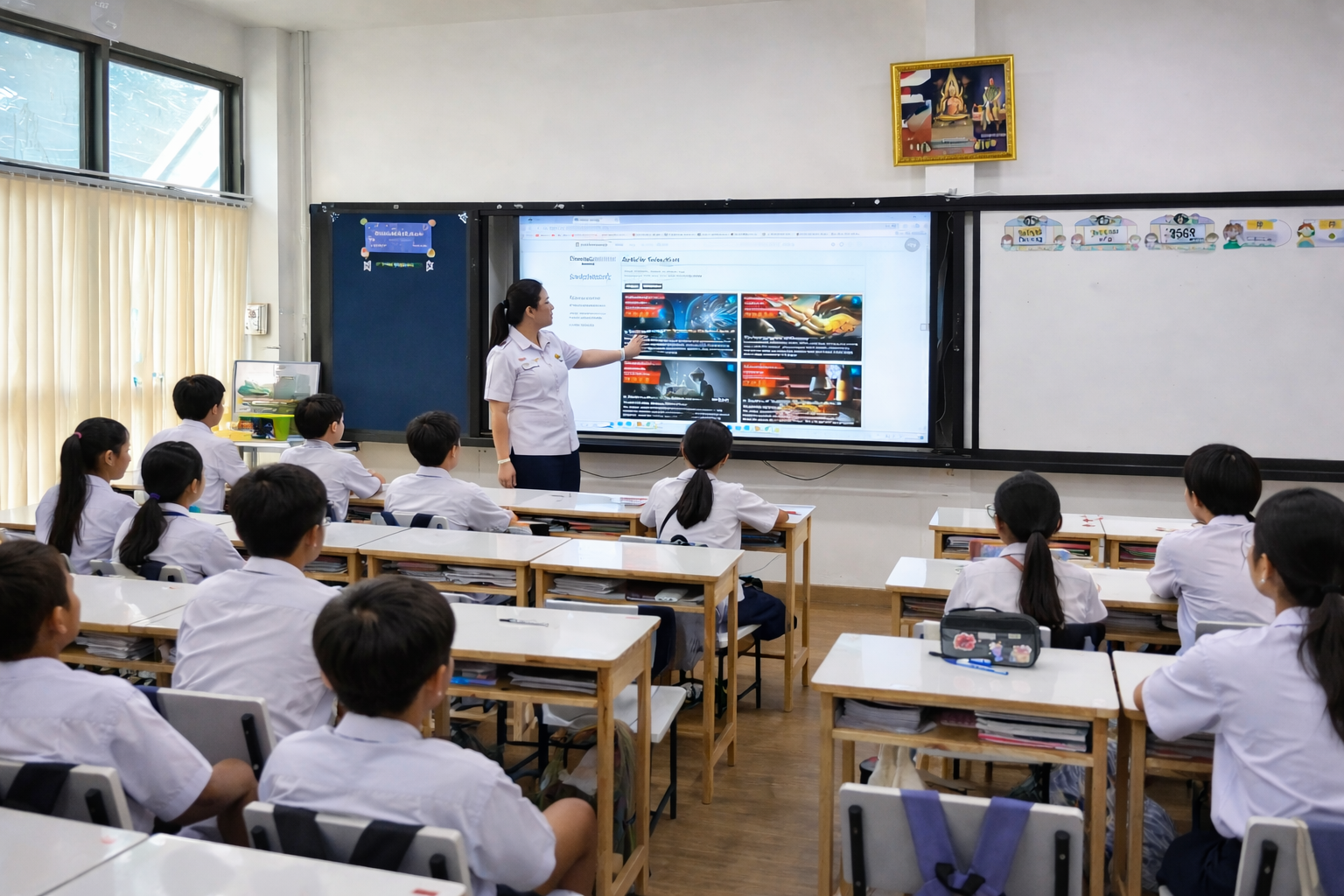 Teacher leading classroom