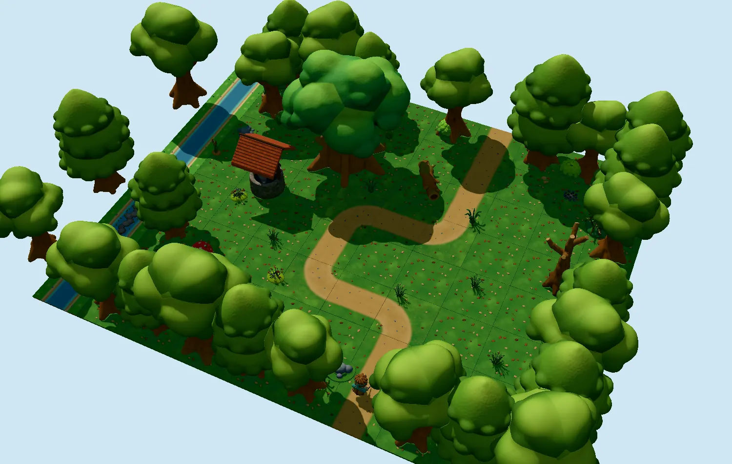 Chibi Quest art of a clearing with an oak tree